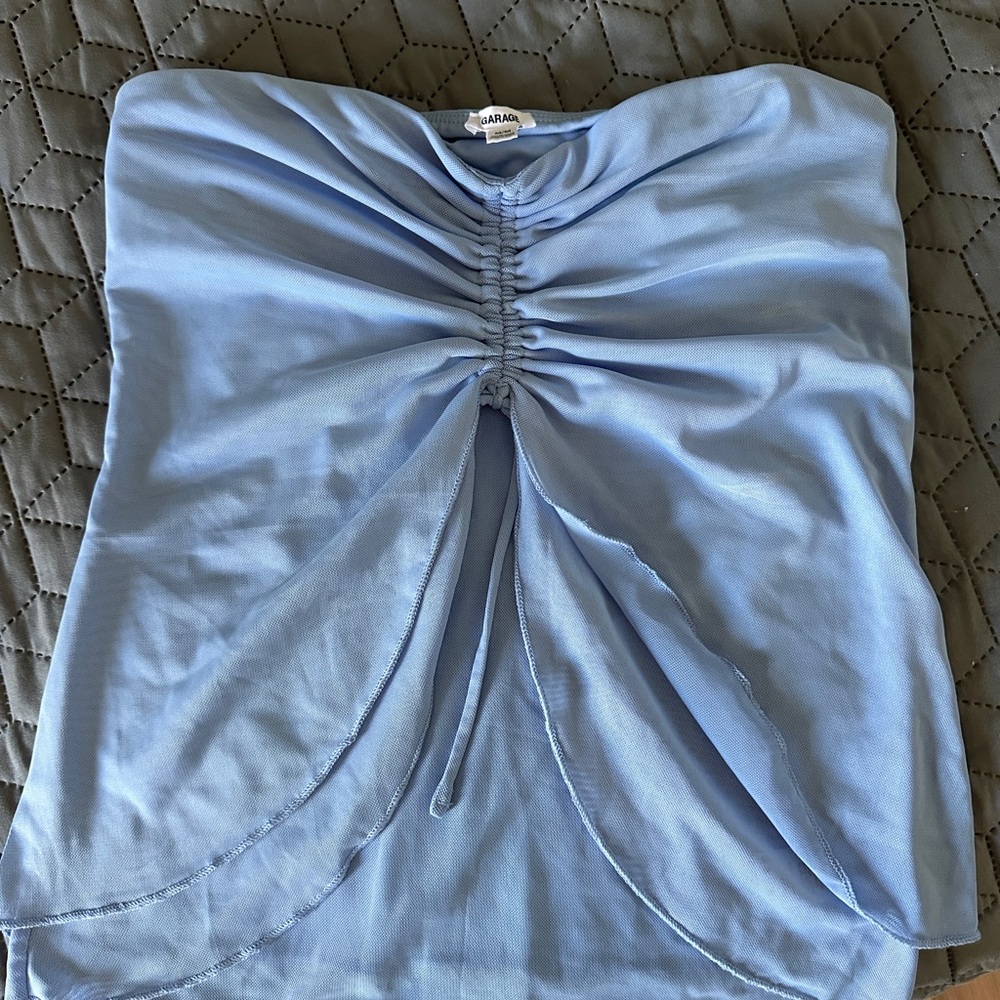 Garage Light Blue Ruched Top
